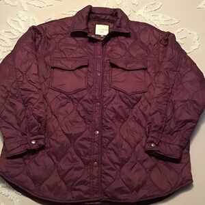 Bagatelle Collection Shacket Burgundy Quilted Nylon Jacket. Size Large